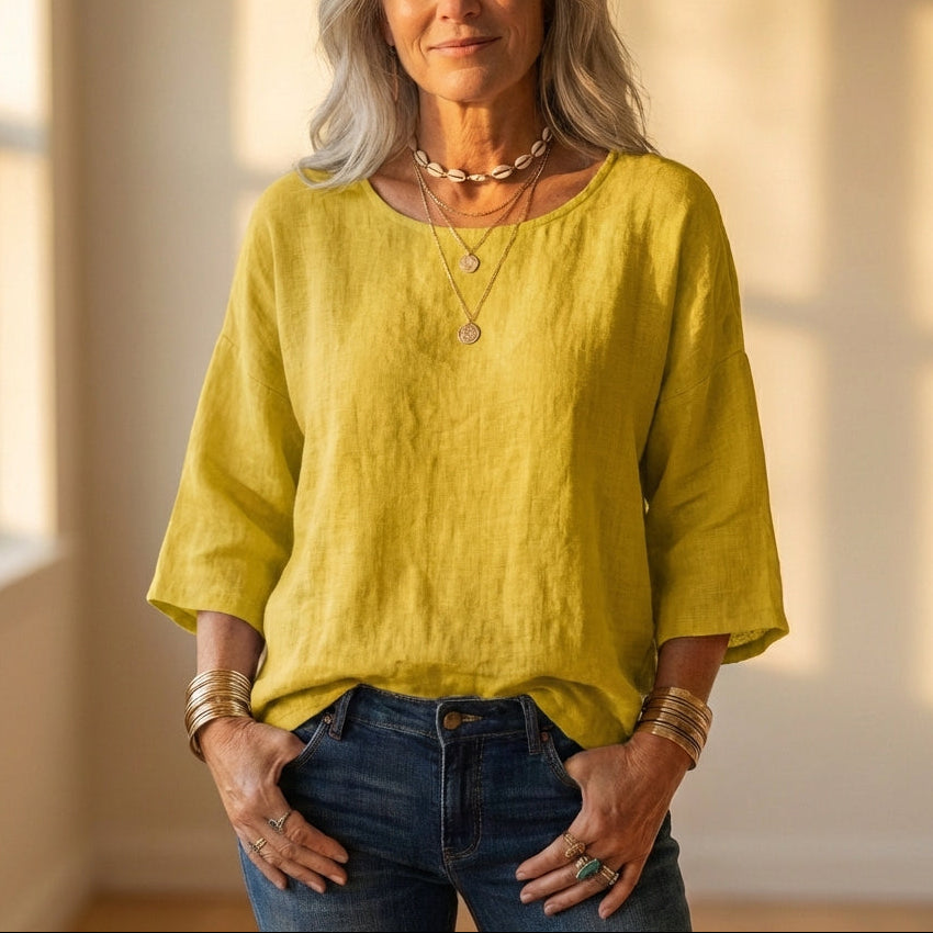 Top Gray Linen With Long Sleeve