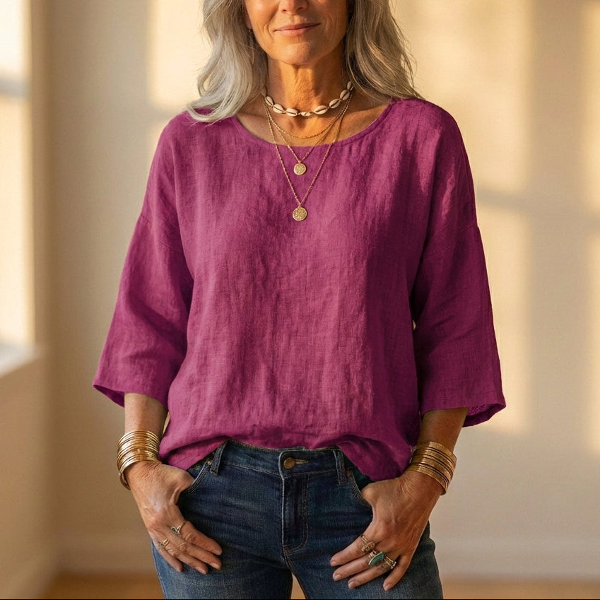 Top Gray Linen With Long Sleeve