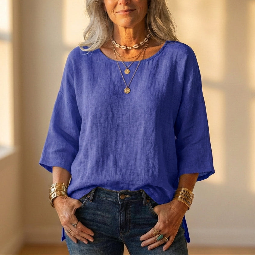 Top Gray Linen With Long Sleeve