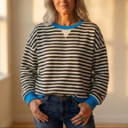 Top with Striped Design and Contrasting Cuff