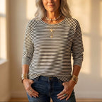 Top with Horizontal Stripe Print