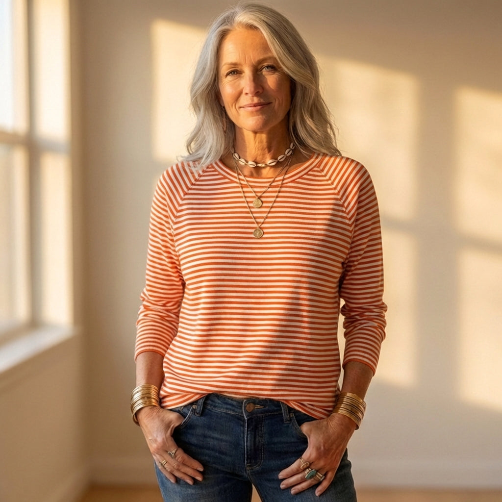 Top with Horizontal Stripe Print