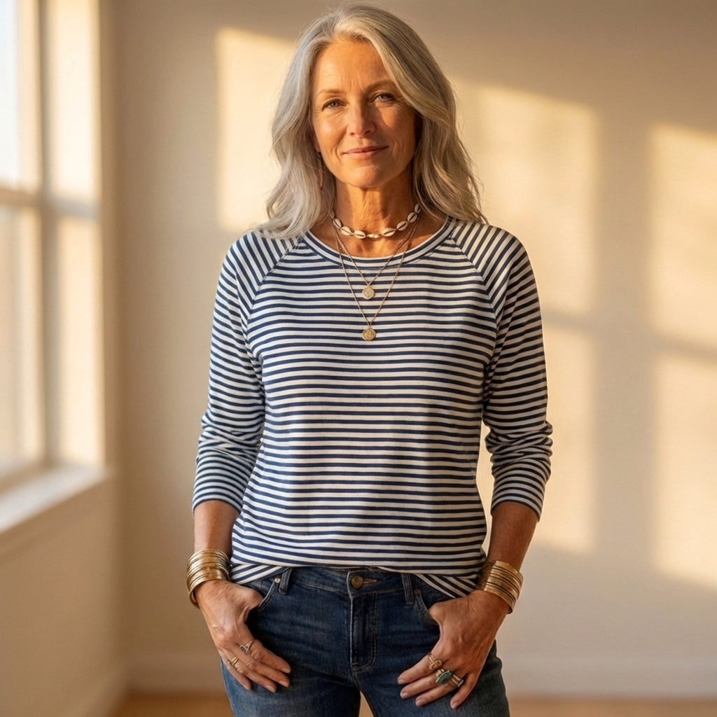 Top with Horizontal Stripe Print