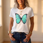 Cotton T Shirt With Ombre Heart Graphic