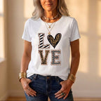 Cotton T Shirt With Ombre Heart Graphic