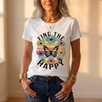 Cotton T Shirt With Ombre Heart Graphic