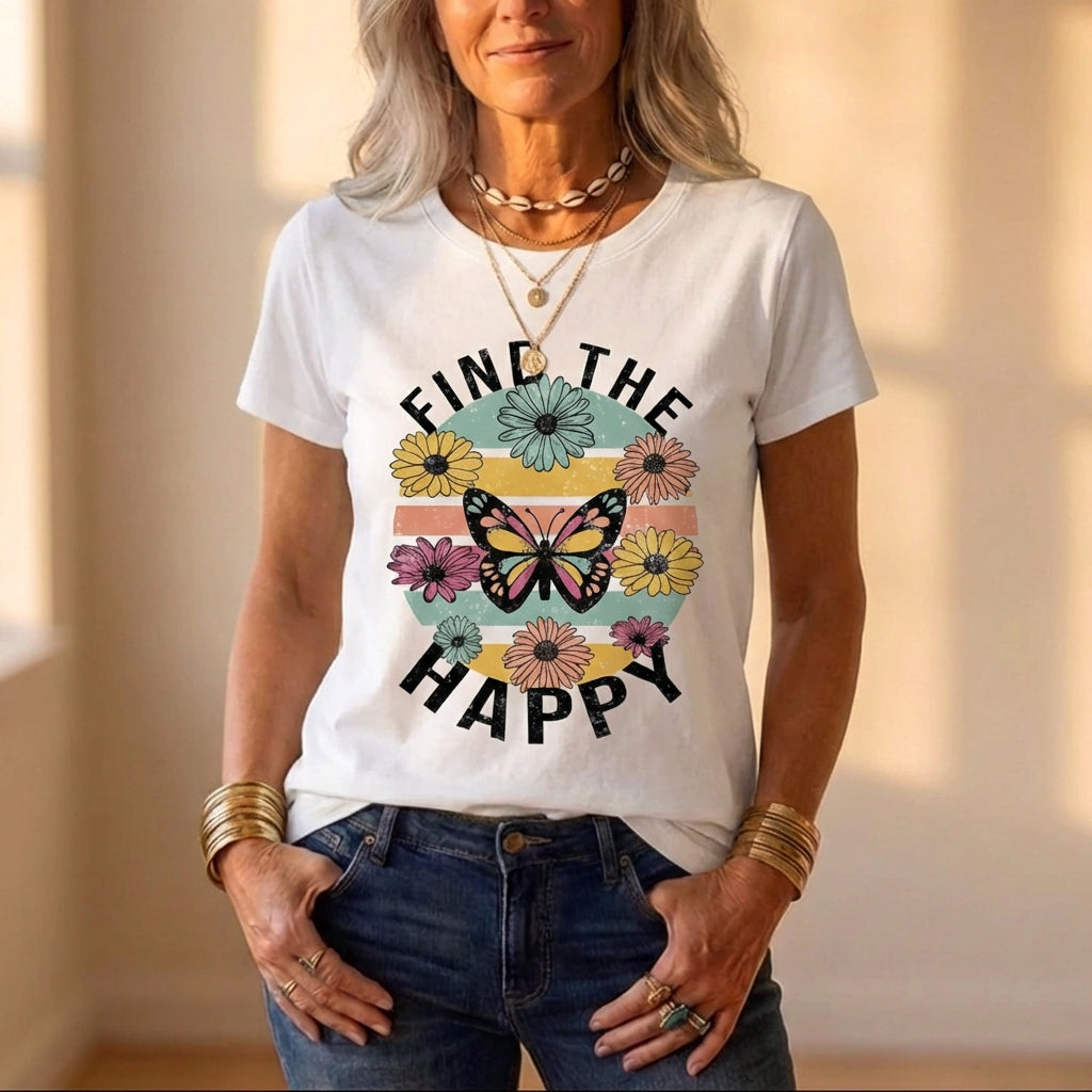 Cotton T Shirt With Ombre Heart Graphic