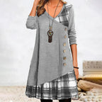 Plaid Trim Button Detail Tunic