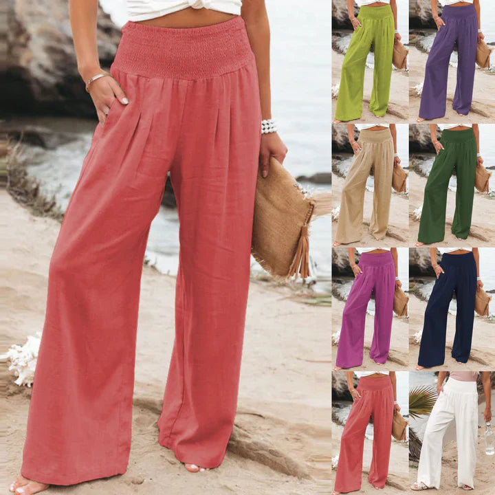 High Waist Wide Leg Linen Pants
