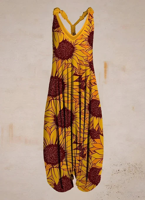 Printed Tie Strap Jumpsuit