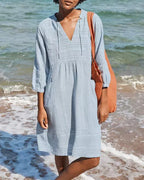 Hooded Cotton Midi Dress