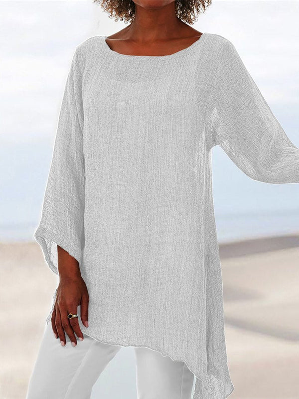 Linen Asymmetric Hem Tunic