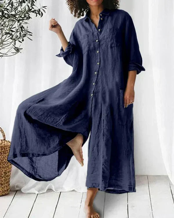 Linen Button Down Maxi Dress