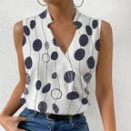 KS | sleeveless top with floral print and V-neckline