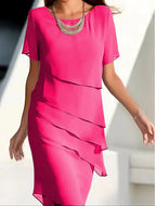 Layered Chiffon Shift Dress