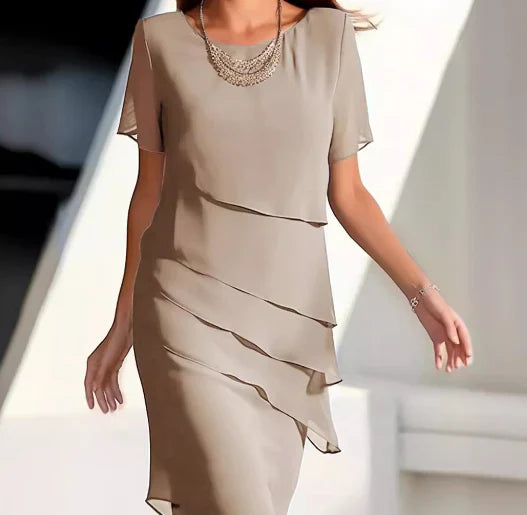 Layered Chiffon Shift Dress