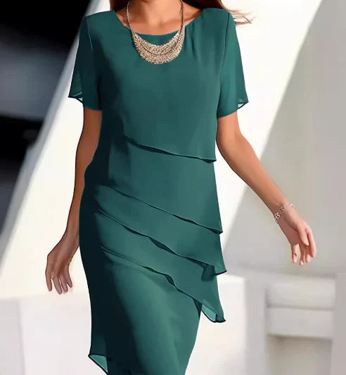 Layered Chiffon Shift Dress