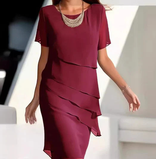 Layered Chiffon Shift Dress