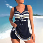Nautical Stripe Skirted Swimsuit