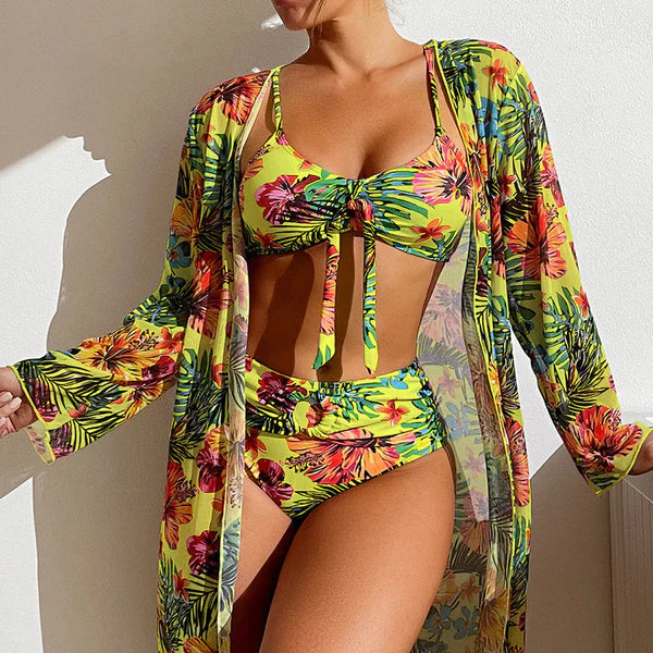 Tropical Tie Front Set With Robe