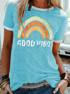Good Vibes Rainbow Graphic Ringer Tee
