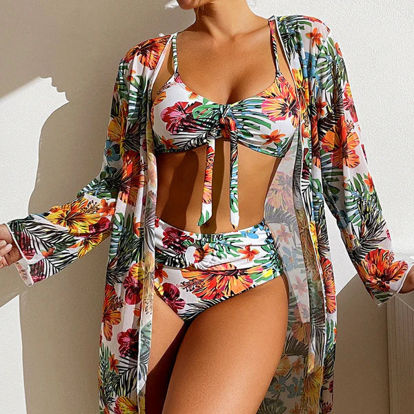 Tropical Tie Front Set With Robe