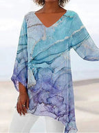 Iridescent Sequin V Neck Tunic Top