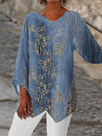 Iridescent Sequin V Neck Tunic Top