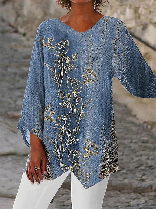 Iridescent Sequin V Neck Tunic Top