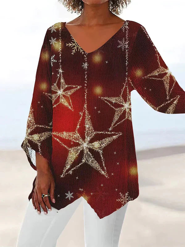 Iridescent Sequin V Neck Tunic Top