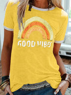 Good Vibes Rainbow Graphic Ringer Tee