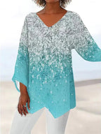 Iridescent Sequin V Neck Tunic Top