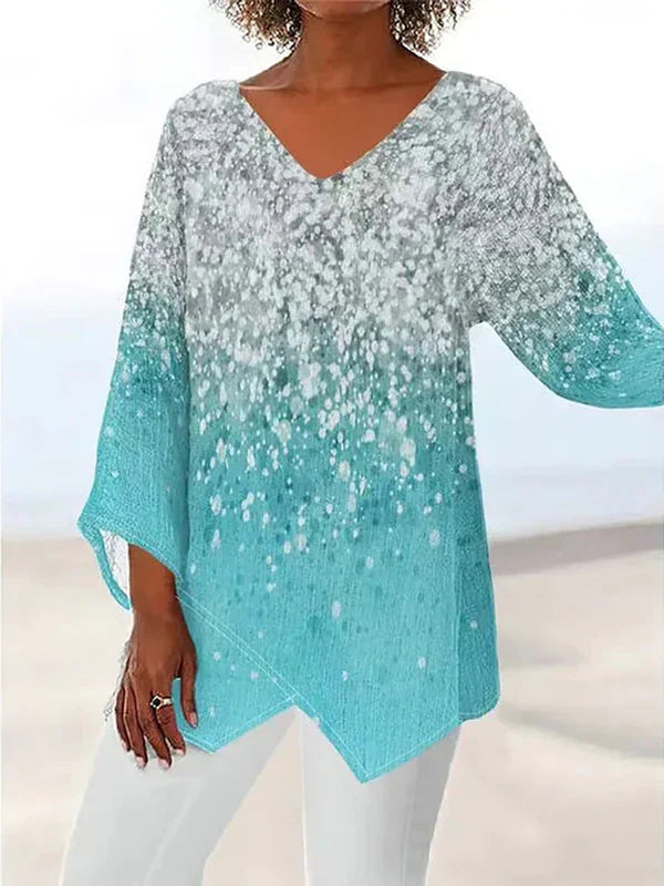 Iridescent Sequin V Neck Tunic Top