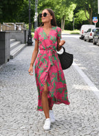 Floral Wrap Midi Dress