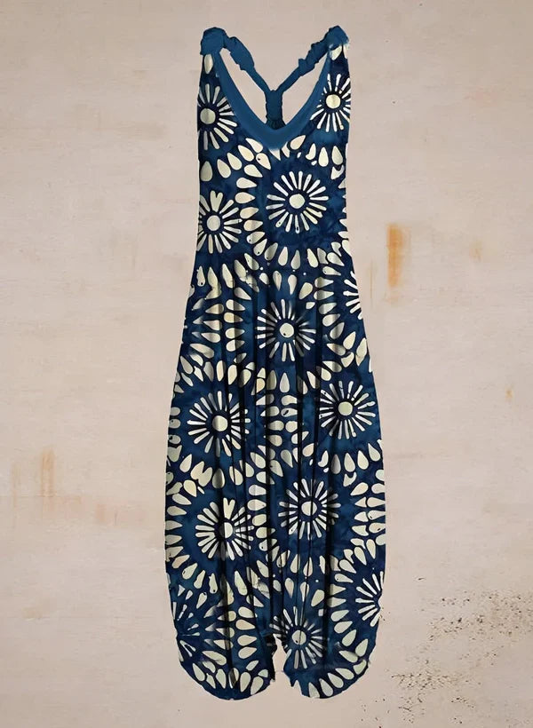 Printed Tie Strap Jumpsuit