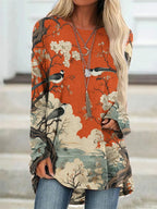 Asian Bird & Blossom Print Tunic
