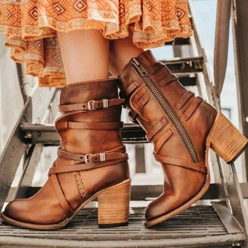 Distressed Brown Booties