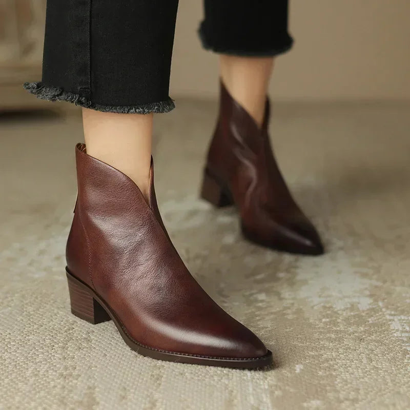 Tapered ankle boot with block heel