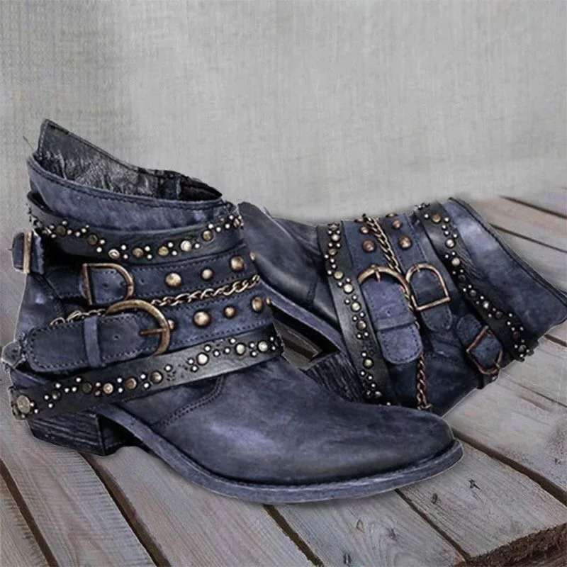Studded Western Ankle Boots