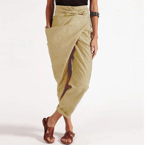 Wrap Front Cropped Trousers