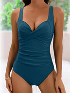 One-piece bikini with twisted front