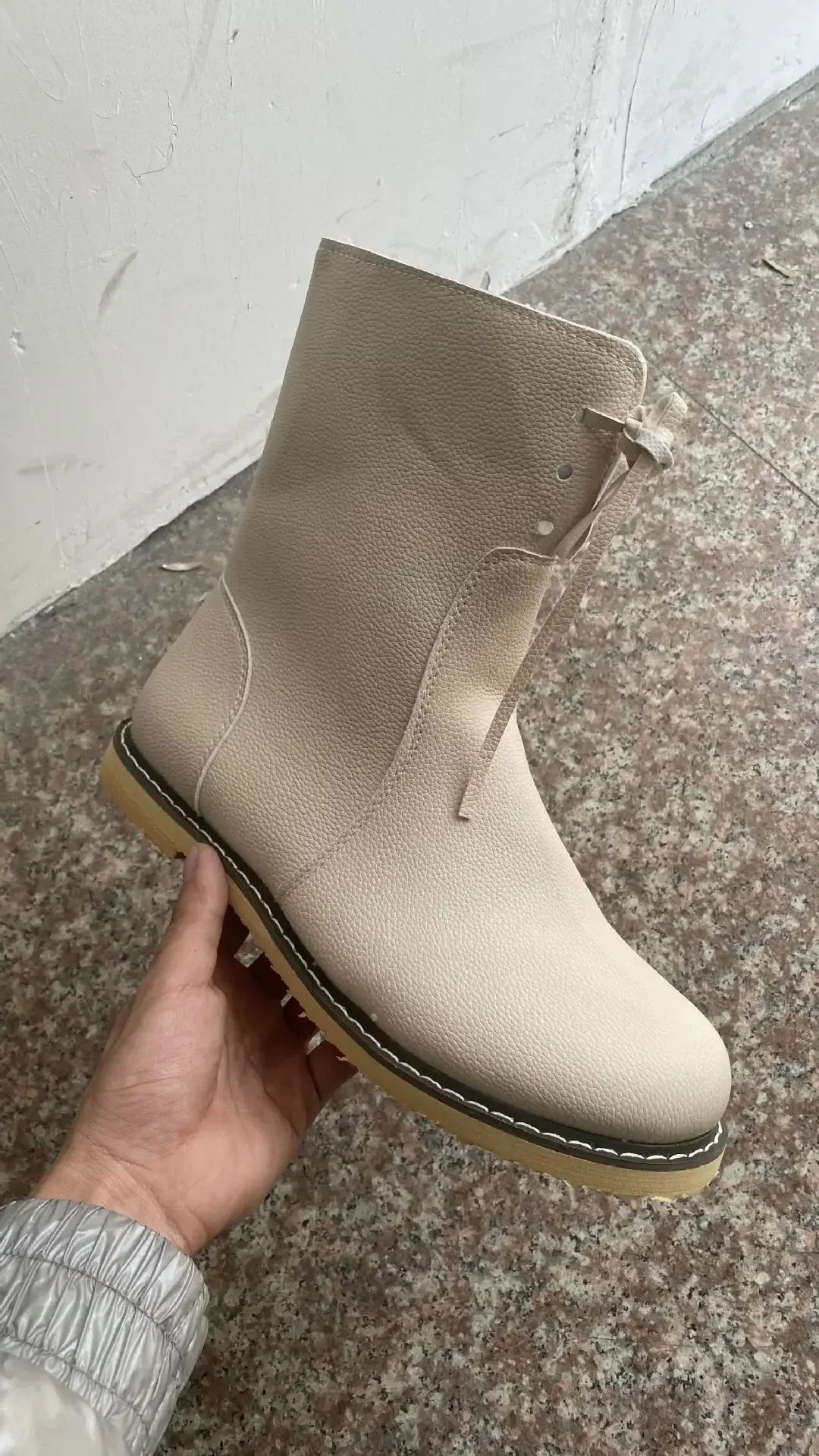 Lace-Up Leather Mid-Calf Boots