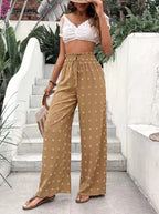 Textured Wide-Leg Pants
