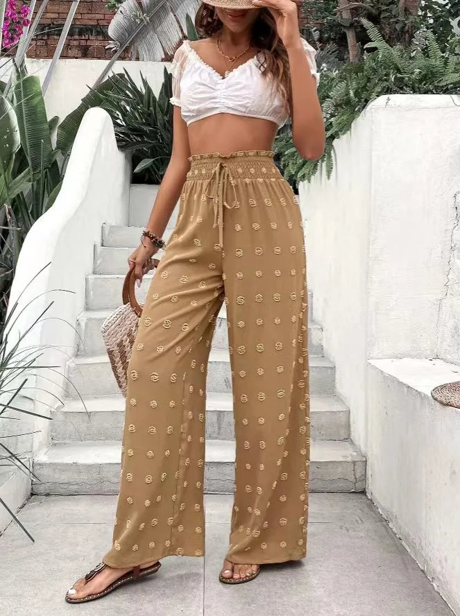 Textured Wide-Leg Pants