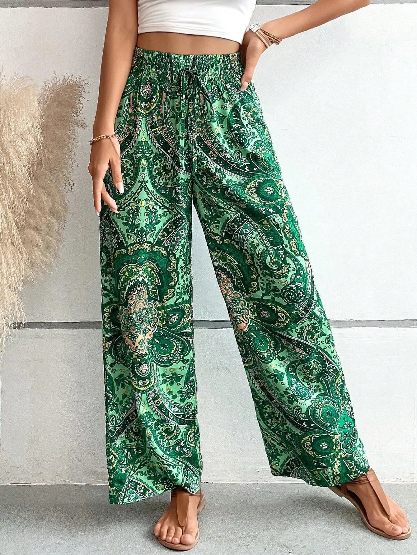 Paisley Wide-Leg Pants