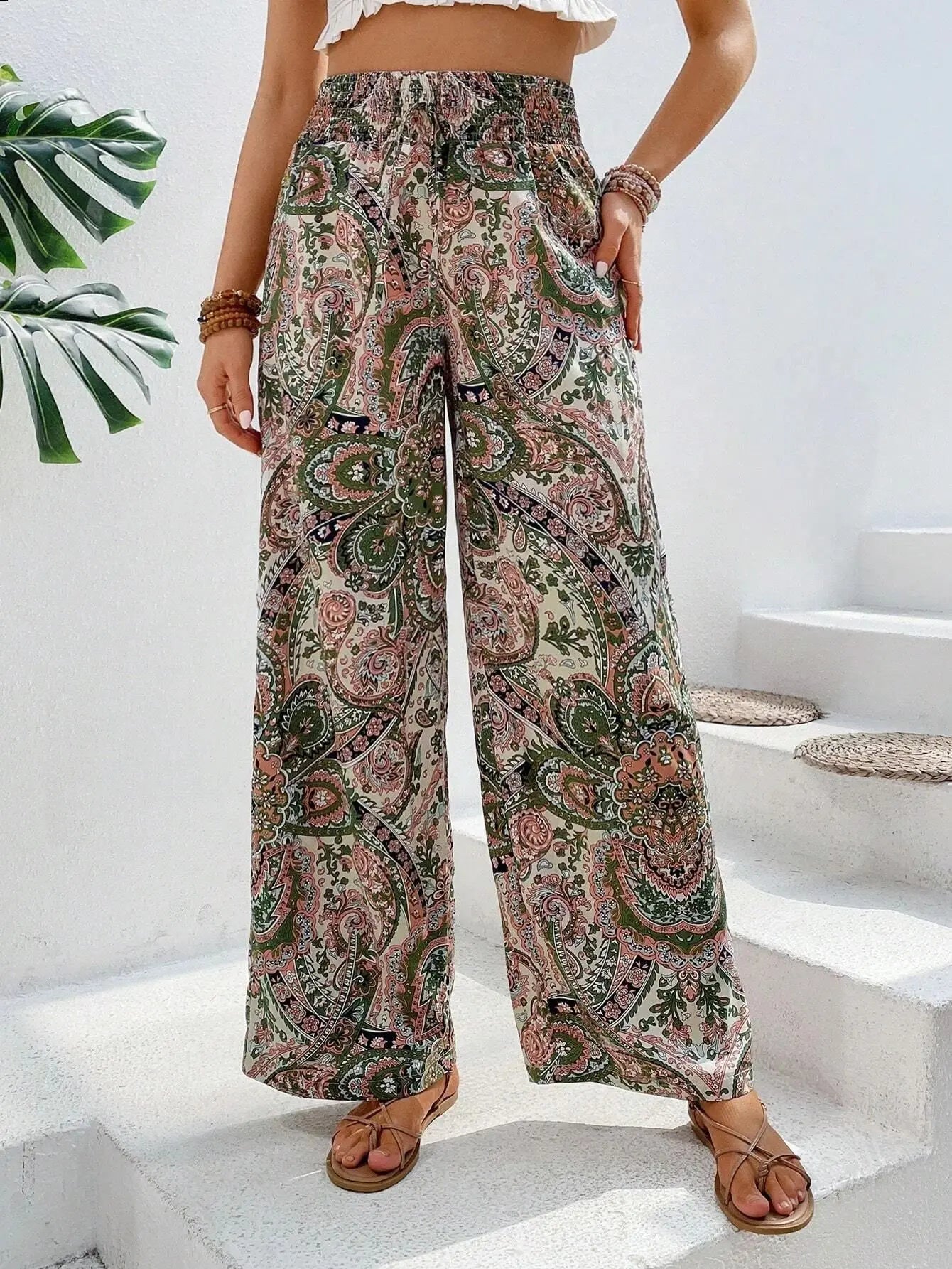 Paisley Wide-Leg Pants