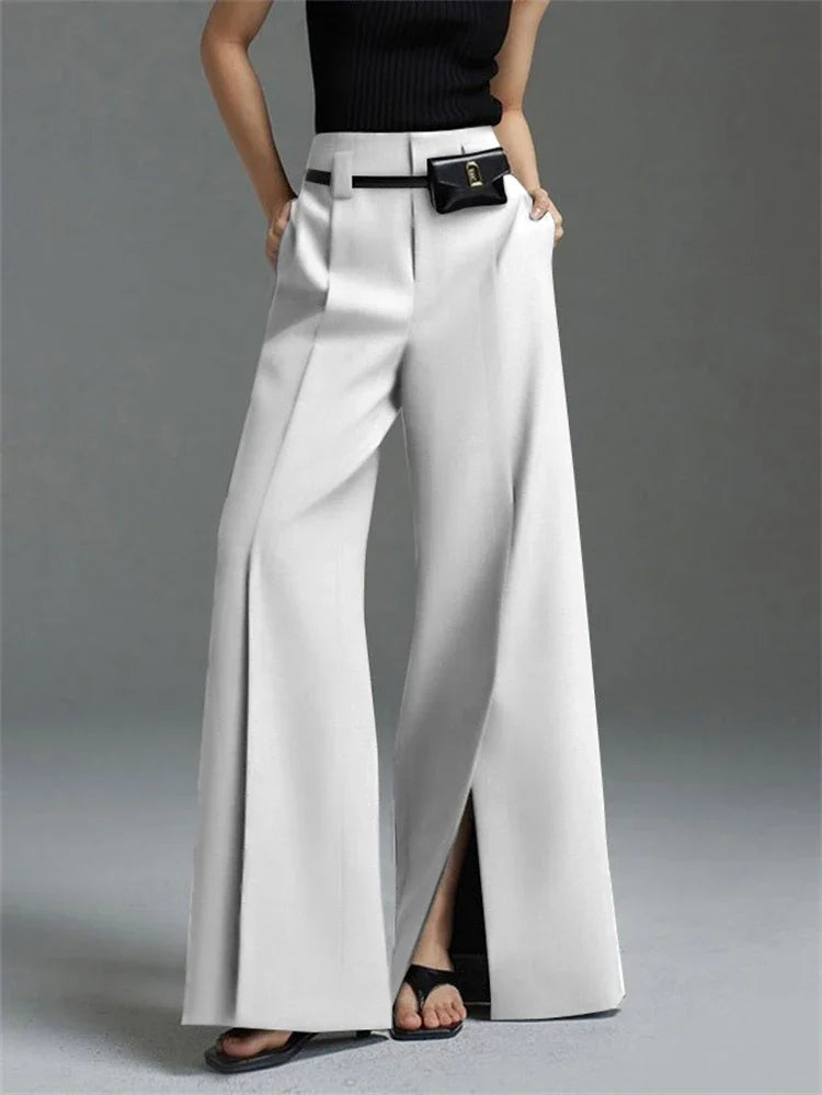 Split-Hem Wide-Leg Pants