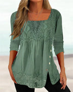 Square Neck Lace Detail Blouse