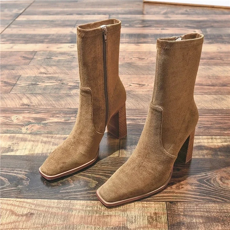 Square Toe Suede Boots