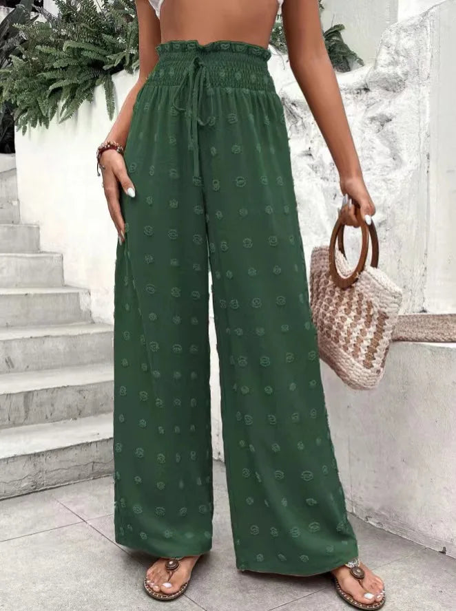 Textured Wide-Leg Pants